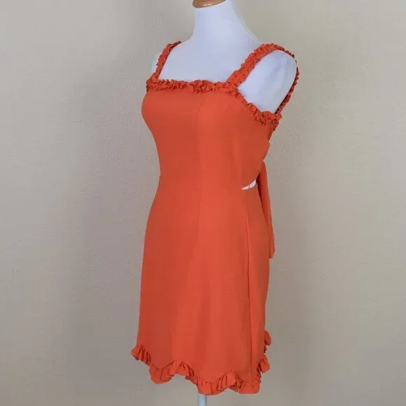Finders Keepers Chiquita Ruffle Orange Mini Dress - 4 - Picture 6 of 11